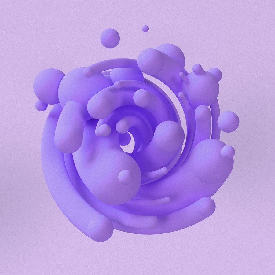Abstract 3D purple swirl shape