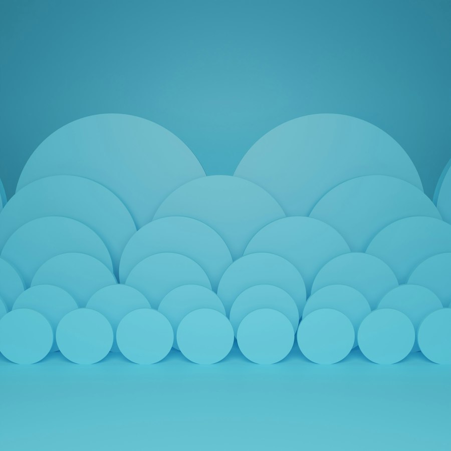 Abstract 3D teal circular layered shapes