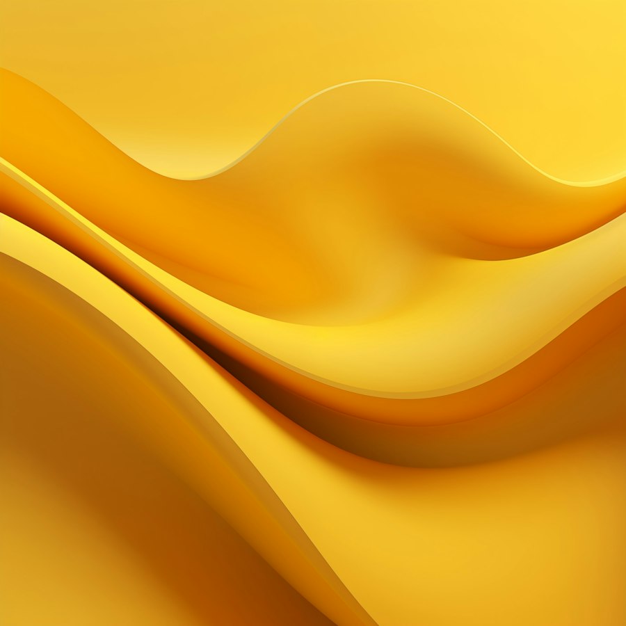 Abstract golden yellow wavy gradient shapes
