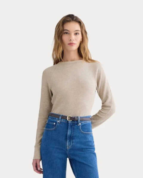 Cozy Waffle Slim Crew Top - Image 1