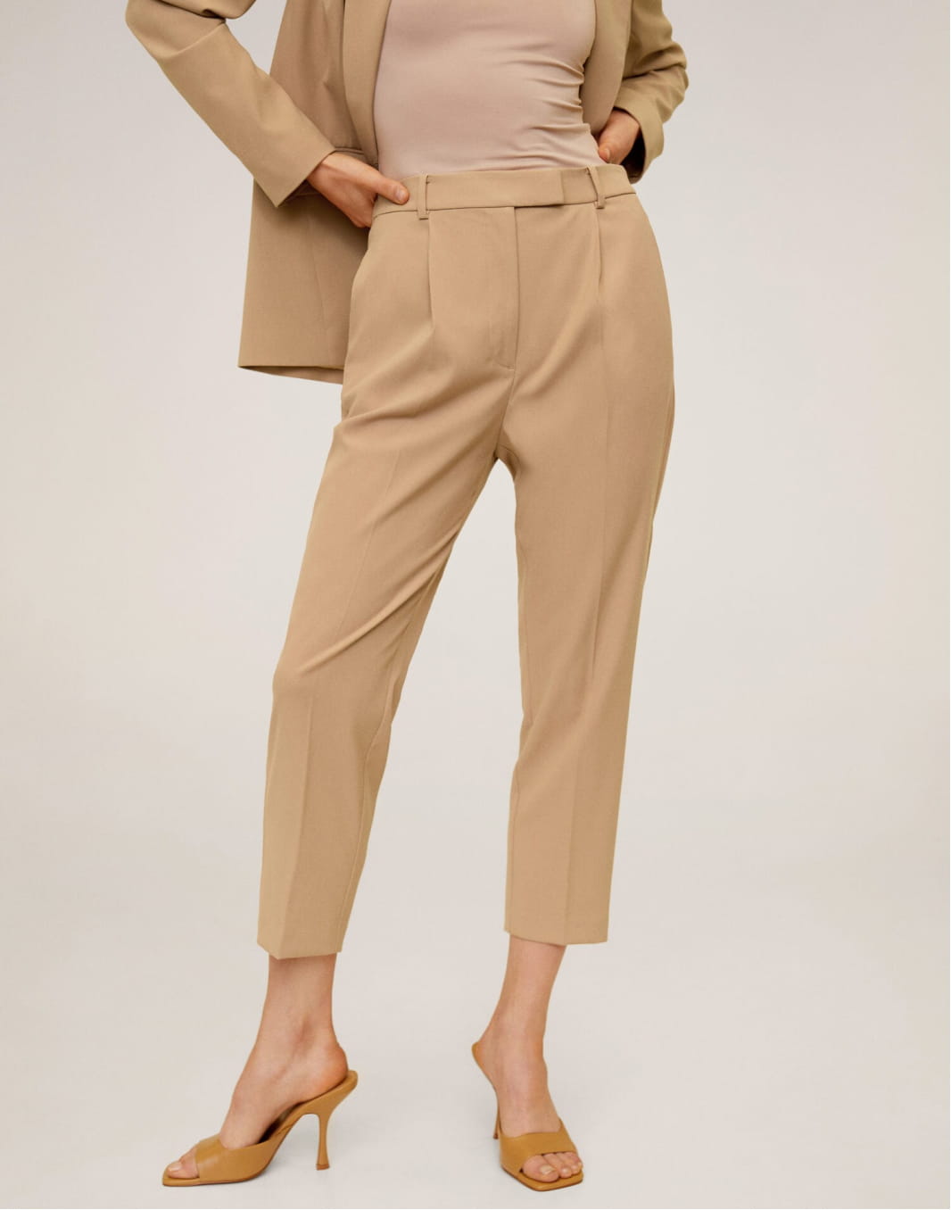 Pleated crop trousers - Image 1