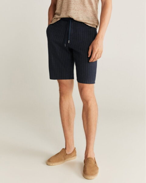 Striped linen-cotton short - Image 1