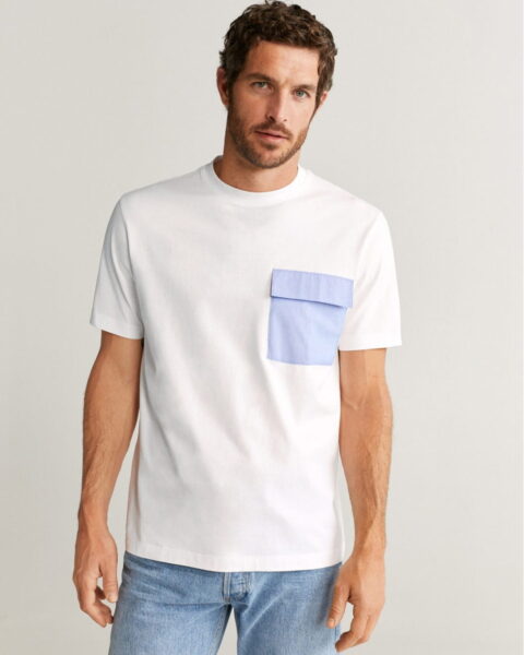 Contrast chest-pocket T-shirt - Image 1