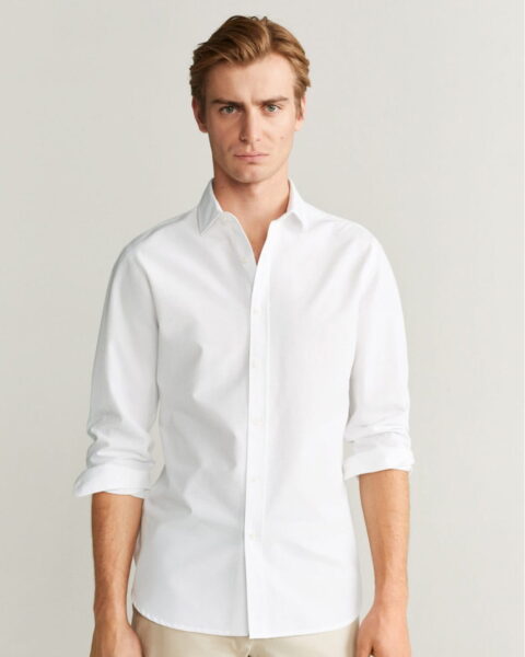 Slim fit structured cotton shirt - Image 1