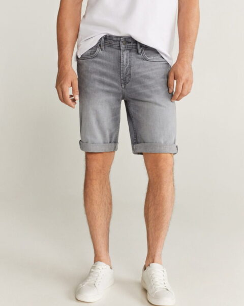 Grey denim Bermuda shorts - Image 1