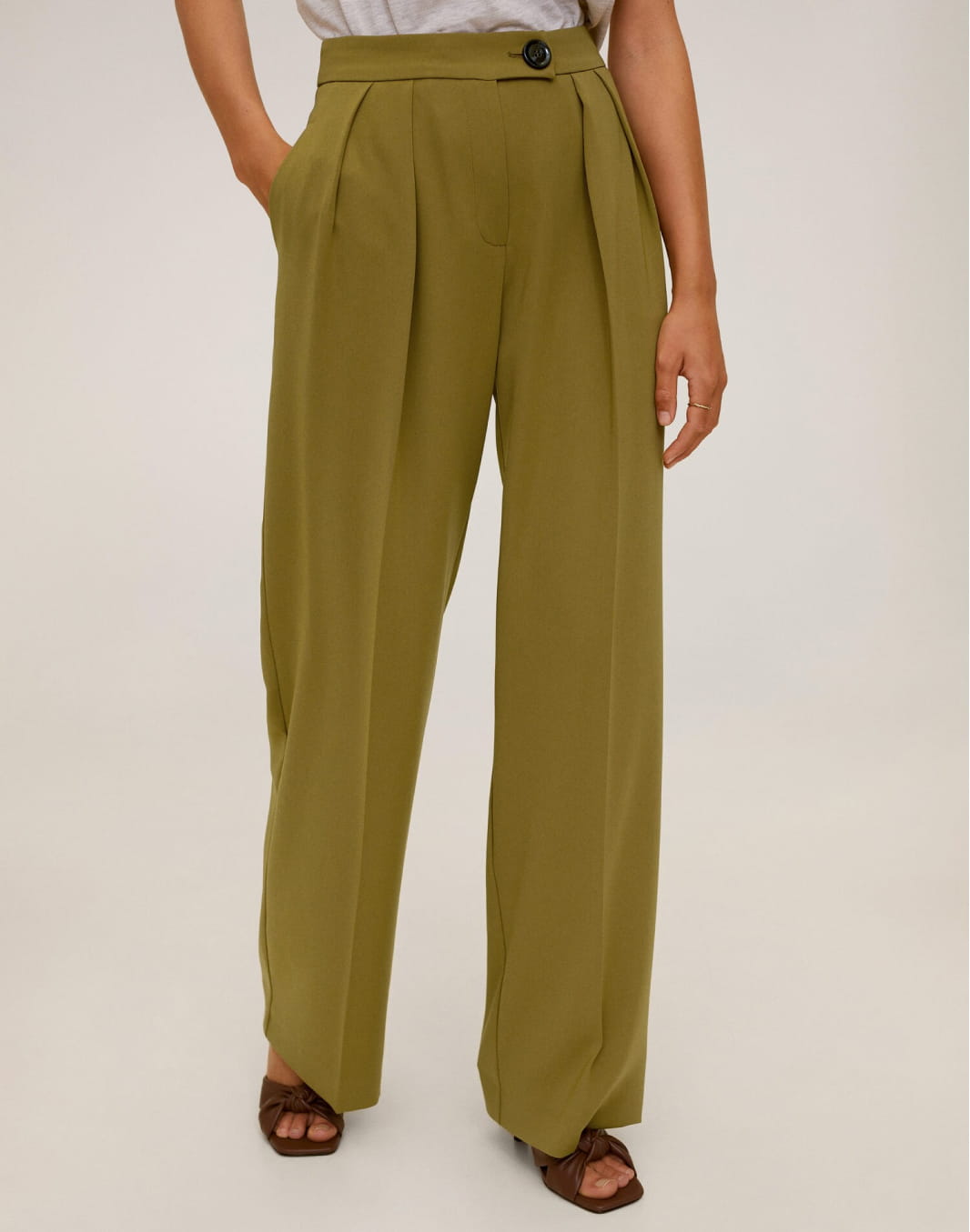Pleat straight trousers - Image 1