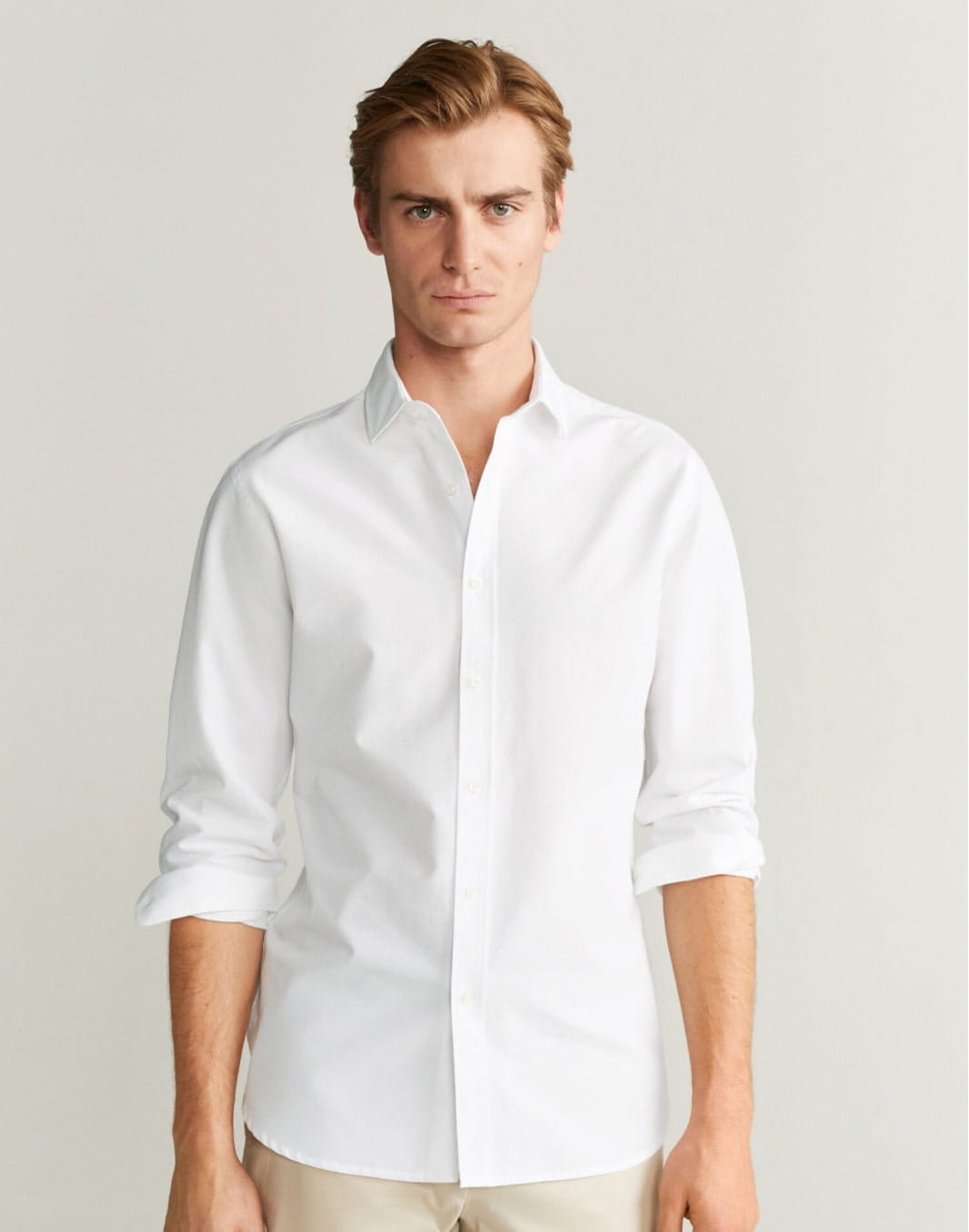 Slim fit structured cotton shirt - Image 1