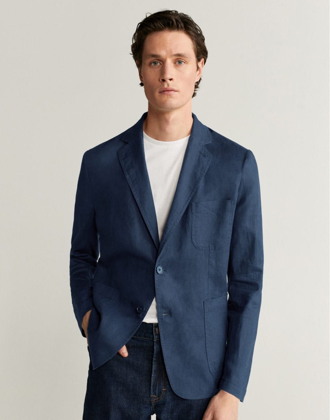 100% linen slim fit blazer - Image 1