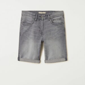 Grey denim Bermuda shorts - Image 2