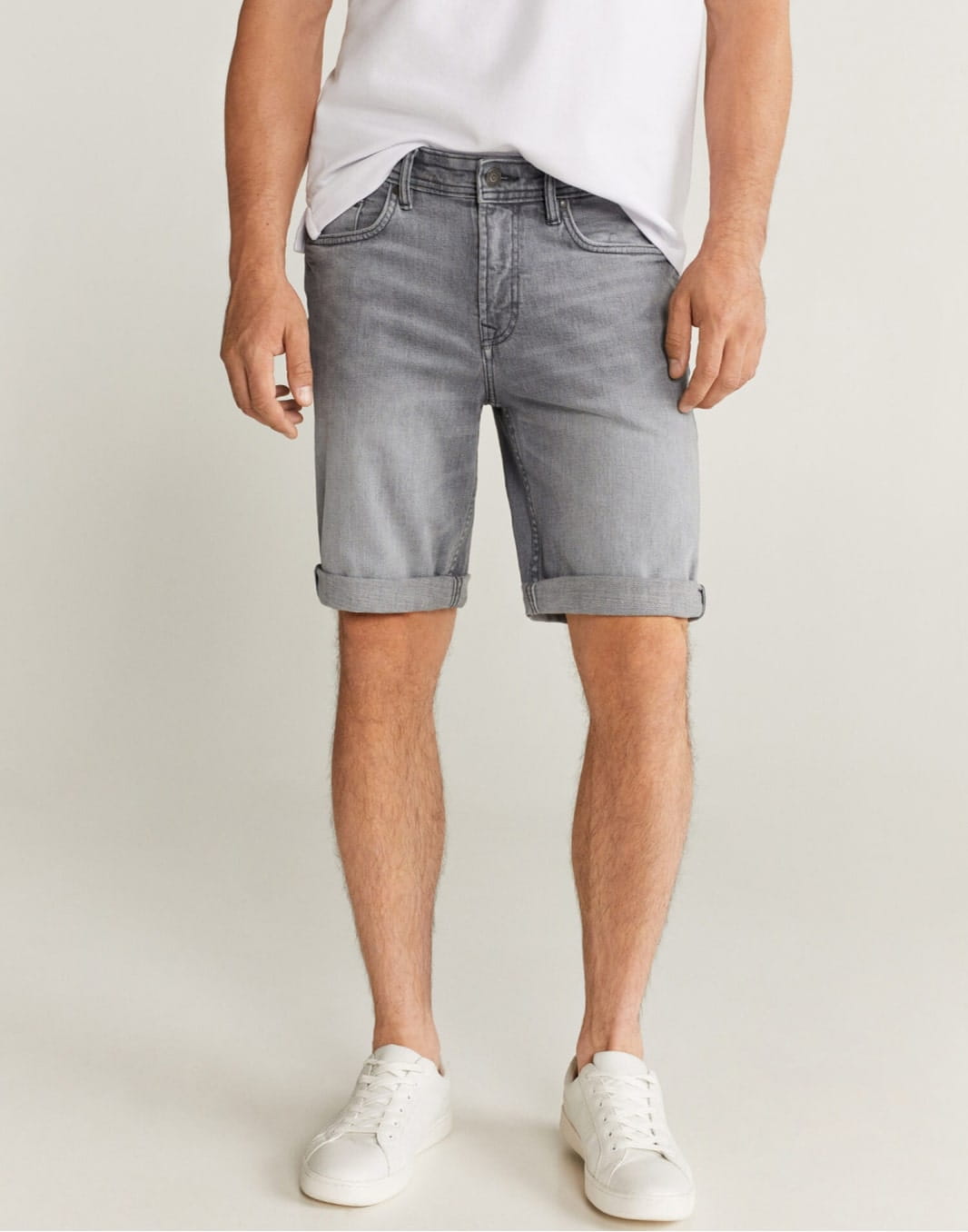 Grey denim Bermuda shorts - Image 1